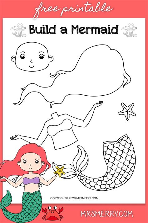 Build Your Own Mermaid - Free Mermaid Printables | Mrs. Merry | Little mermaid crafts, Mermaid ...