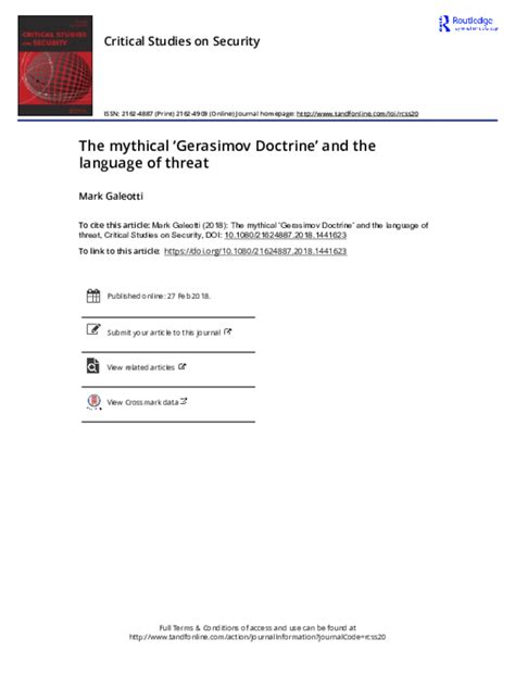 (PDF) The mythical ‘Gerasimov Doctrine’ and the language of threat ...