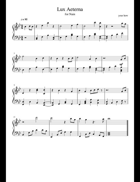 Lux Aeterna sheet music for Piano download free in PDF or MIDI