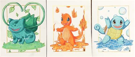 ArtStation - Gen 1 Starters - Pokemon Fan Art