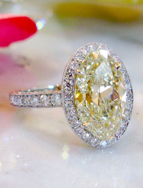 Veda 4.53ct Oval Yellow Diamond Halo Engagement Ring | Dana Walden Bridal: Unique Engagement ...