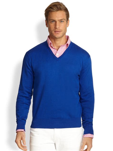 Lyst - Polo Ralph Lauren Cotton V-neck Sweater in Blue for Men