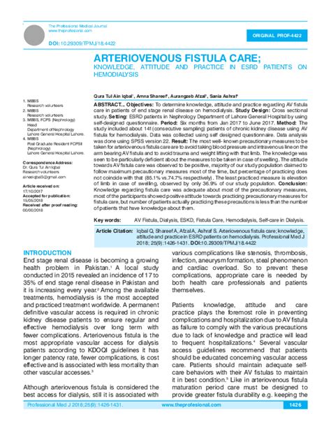 (PDF) ARTERIOVENOUS FISTULA CARE