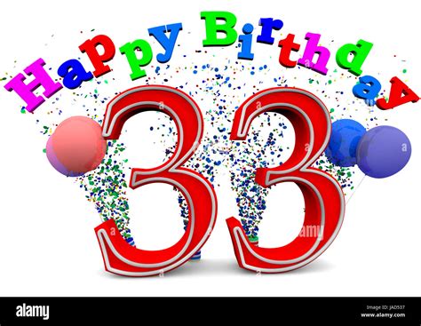 a 33 with happy birthday and balloons Stock Photo - Alamy