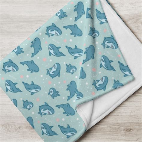 Cute Shark Blahaj Under the Sea Pattern Throw Blanket Shark Throw, Fleece, Sleeping Blanket ...