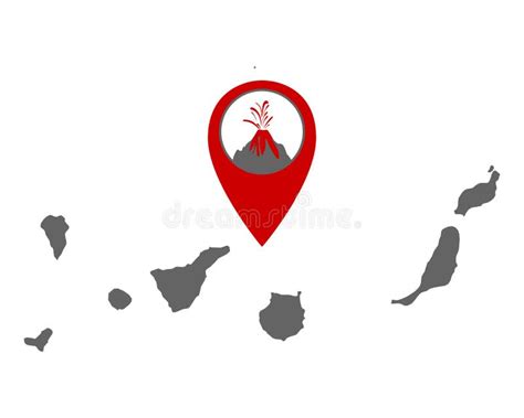 Map of the Canary Islands with Volcano Locator Stock Vector - Illustration of silhouette ...