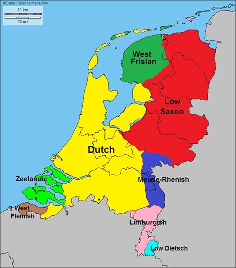 Main languages and dialects of the Netherlands. | Language map, Netherlands map, Historical maps