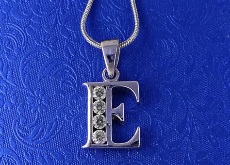 Silver Initial Letter E Necklace 925 Sterling Gift For Her | Etsy