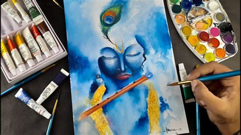 Krishna Drawing | Janmashtami Drawing | Krishna Watercolor Painting ...