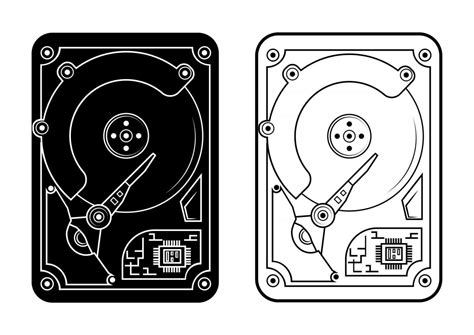 Hard disk. Harddisk in glyph and outline style 2596721 Vector Art at ...