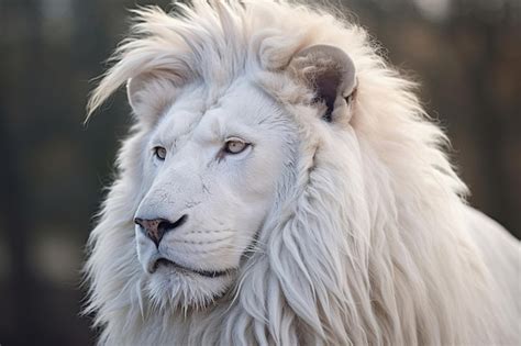 Premium AI Image | Albino lion with white fur outdoors Portrait of a ...