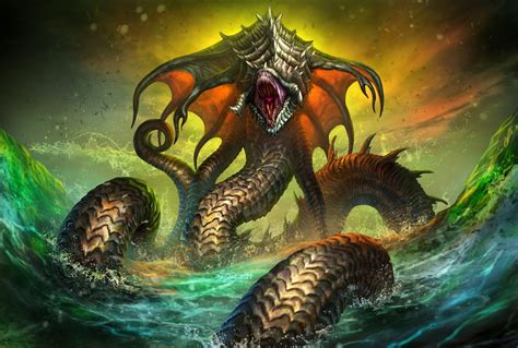 Sea snakes. Морской змей., Edikt Art on ArtStation at https://www.artstation.com/artwork/mnay9 ...