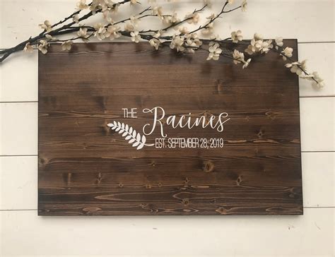 Rustic Wedding Guest Book Alternative /Laurel Name Design/ Rustic Wedding Decor Wood Guest Book ...