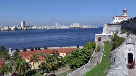 View of Havana, Cuba from El Morro Castle. Malecon promenade, La Habana ...