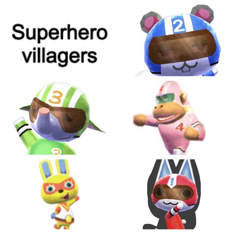 superhero villagers: agent s, rocket, mira, big top, and kid cat | Animal crossing, Superhero ...