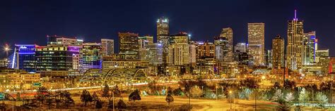 Denver Skyline At Night Photograph by Tom Heywood