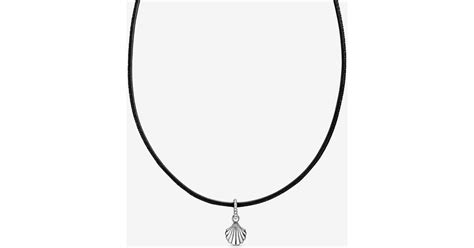 PANDORA Black Leather Seashell Choker Necklace | Lyst