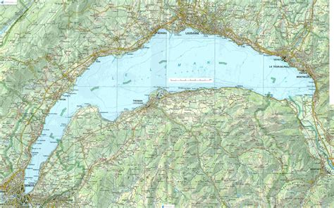 Подробная топографическая карта Женевского озера | Detailed topographic map of Lake Geneva