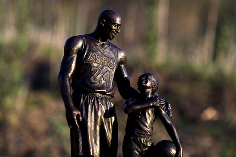 Statue of Kobe and Gigi Bryant placed at crash site on anniversary