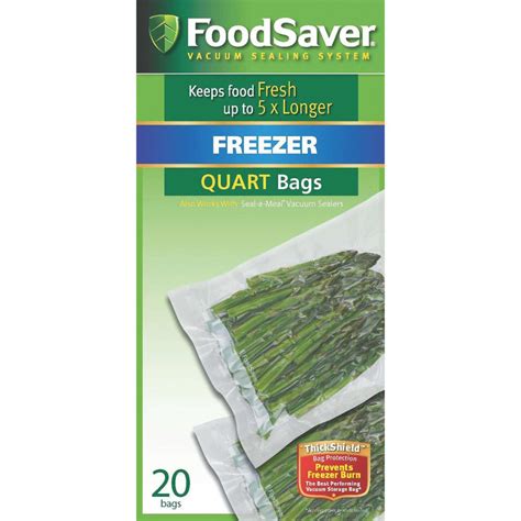 Food Saver Seal-a-Meal Freezer Bags, Quart, 20 Ct - Walmart.com ...