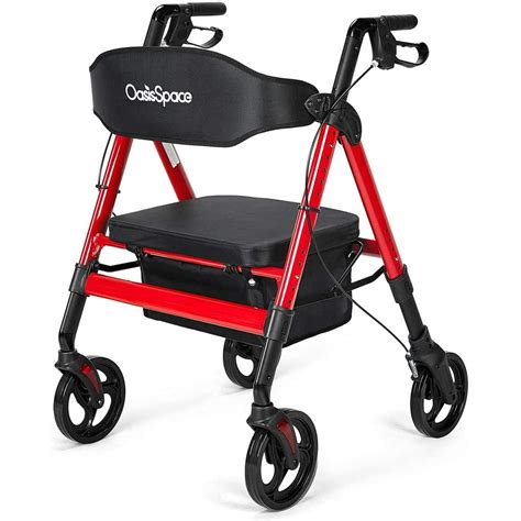 OasisSpace Heavy Duty Rollator Walker - Bariatric Rollator Walker with Large Seat for Seniors ...