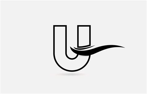 U black and white alphabet letter logo icon for business and company with simple line design ...