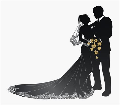 Transparent Marry Clipart - Wedding Couple Silhouette Png, Png Download ...