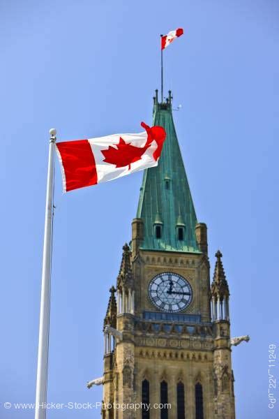 Canadian Flag and Peace Tower Parliament Ottawa