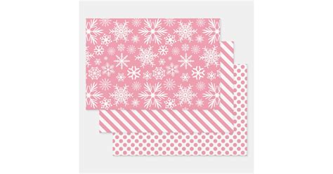 Pink and White Christmas Winter Snowflakes Pattern Wrapping Paper ...