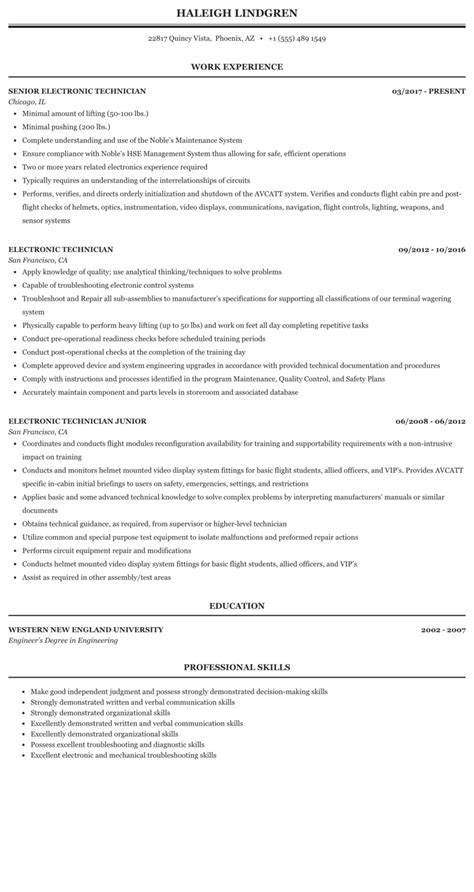 Electronic Technician Resume Examples - JerryPound Blog