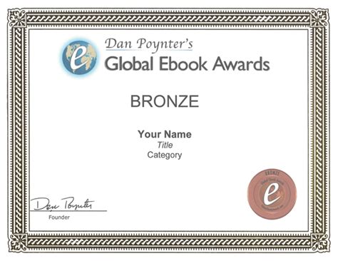 Bronze Medal Winner Certificate | Dan Poynter's Global Ebook Awards