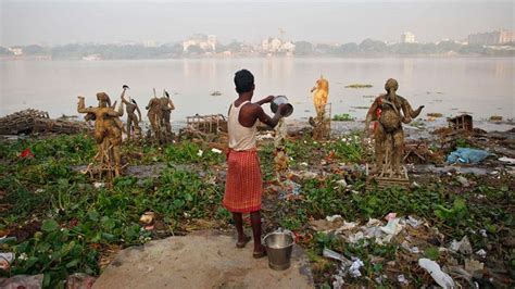 File image of the Ganges River and its pollution. An 86-year-old man ...