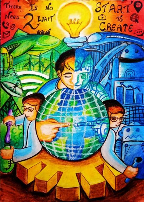 #🆕Poster on IMPACT OF TECHNOLOGY ON SOCIETY made by me #handmade ️ ️🤩🤩🤩 | Poster drawing, Earth ...