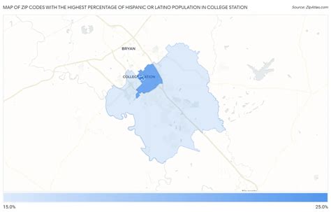 Percentage of Hispanic or Latino Population in College Station by Zip Code in 2024 | Zip Atlas