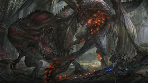 Two alien monsters facing each other illustration, video games, Monster Hunter, Monster Hunter ...