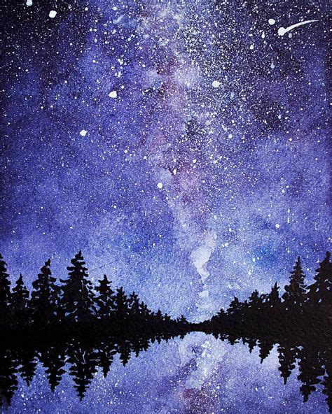 Watercolor Painting, Galaxy Painting, Night Sky, Galaxy Print, Stars, Starry Night, Watercolor ...