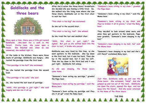 Free Printable Goldilocks And The Three Bears Story - Free Printable