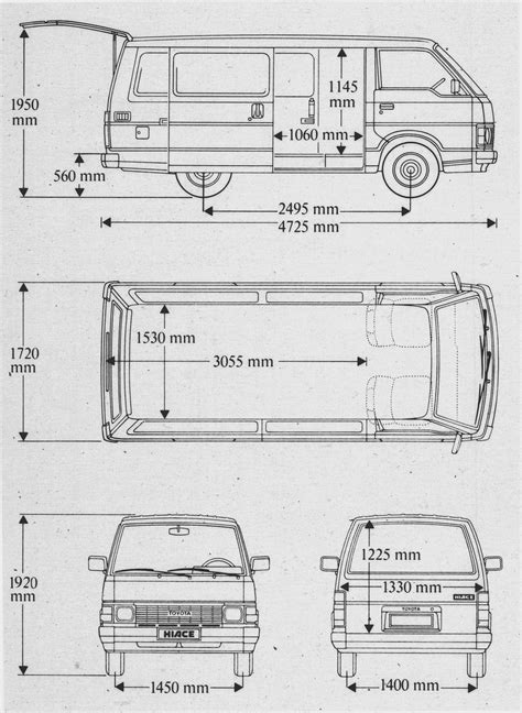 Toyota HiAce 1986 Blueprint - Download free blueprint for 3D modeling