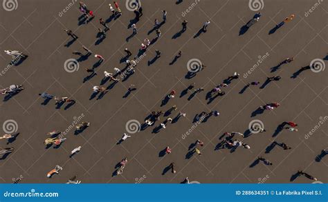 Aerial view of a crowd stock illustration. Illustration of highangle - 288634351