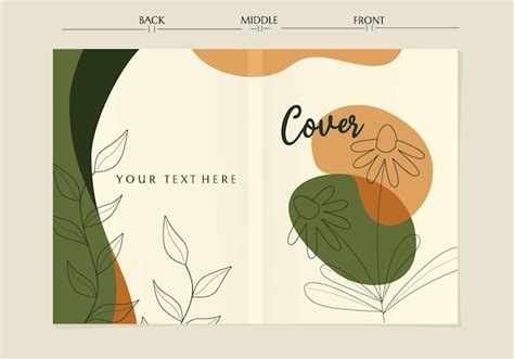 Premium Vector | Aesthetic boho style book cover set. hand drawn leaf design with earth tone ...