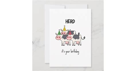 Funny Cow Herd Pun Birthday Card | Zazzle