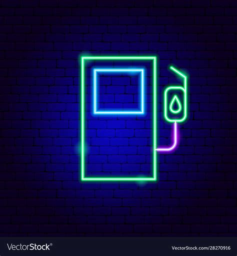 Green gas station neon sign Royalty Free Vector Image