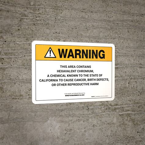 Warning: Prop 65 Hexavalent Chromium - Wall Sign