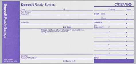 Resources :: Citibank Ready-Savings Deposit Slip Design | Smithsonian Learning Lab