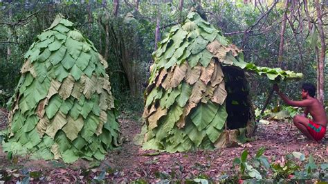 Secret Of Primitive: Building House By Using Leaves - HD VDEO