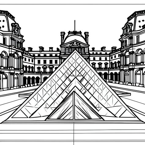 Artistic Louvre Museum Coloring Page for Creative Fun | MUSE AI
