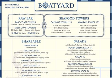 Boatyard Fort Lauderdale, FL Menu (Updated: July 2024)