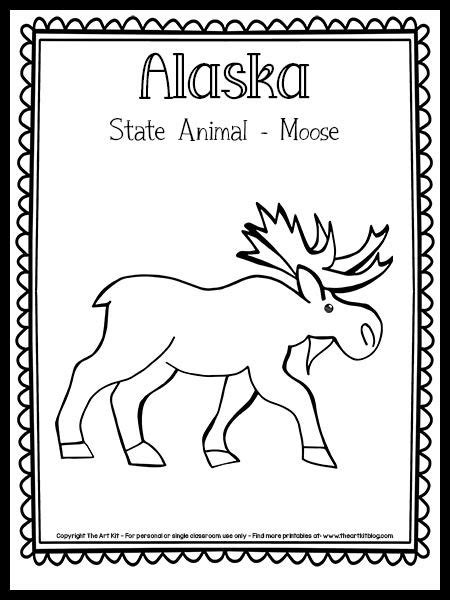 Alaska State Animal Coloring Page (Moose) {FREE Printable!} - The Art ...