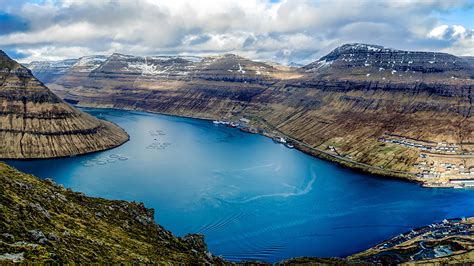 Image Denmark Klaksvik Faroe Islands Nature Mountains Lake 2560x1440