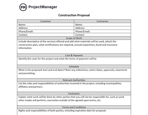Free Construction Proposal Template Excel, Web download these 11 free excel project molds that ...